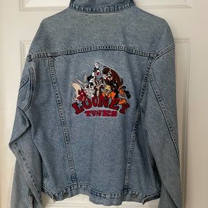 Embroidered Looney Tunes oversized denim jacket
